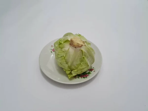 Cabbage Vegetables Isolated White Blue Combination — Stockfoto