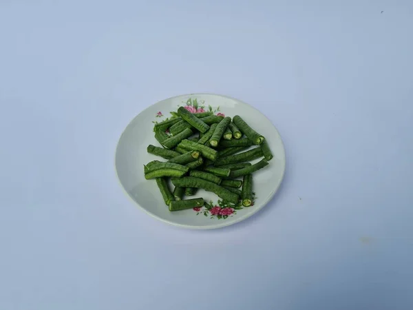 Long Beans Isolated White Blue Combination — Stock fotografie