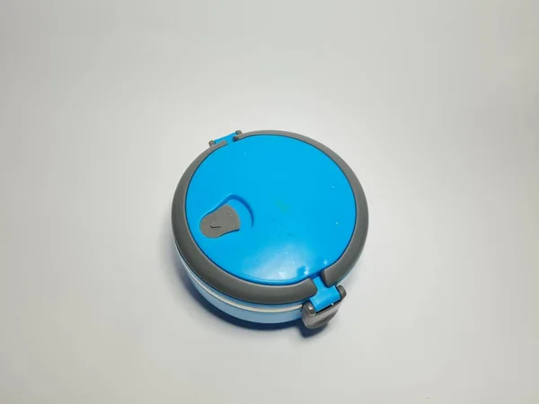 Cesto Alimentare Blu Con Combinazione Colori Grigi Isolato Bianco Grigio — Foto Stock