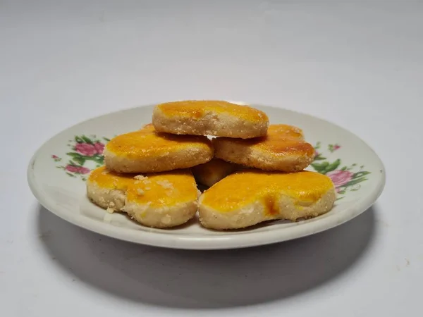 Small Snack Indonesia Shape Brown Heart Made Peanut Flour Other — Fotografia de Stock