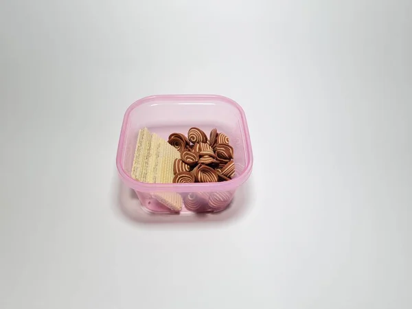 Chocolate Wafer Snacks Mini Elephant Ears Container — Photo