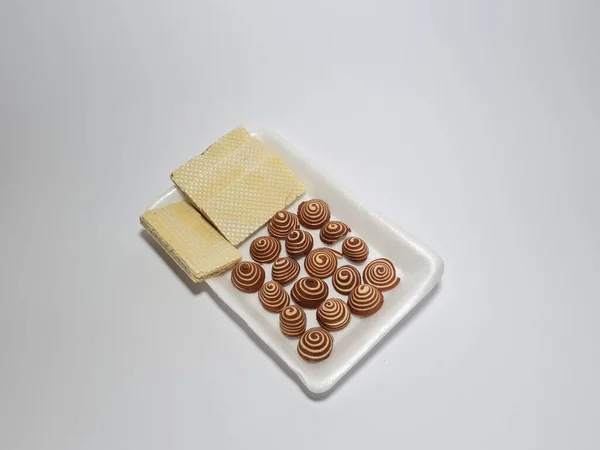 Chocolate Wafer Snacks Mini Elephant Ears Container — Stockfoto