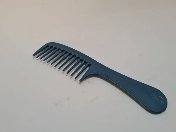 Blue Plastic Hair Comb White Background —  Fotos de Stock