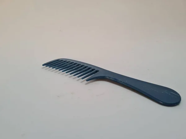 Blue Plastic Hair Comb White Background — Photo