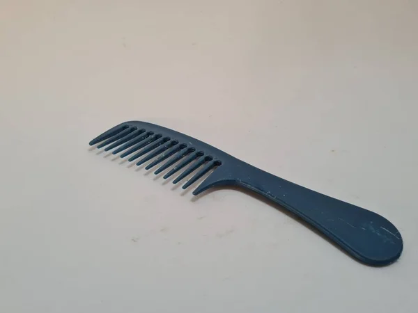 Blue Plastic Hair Comb White Background — Photo