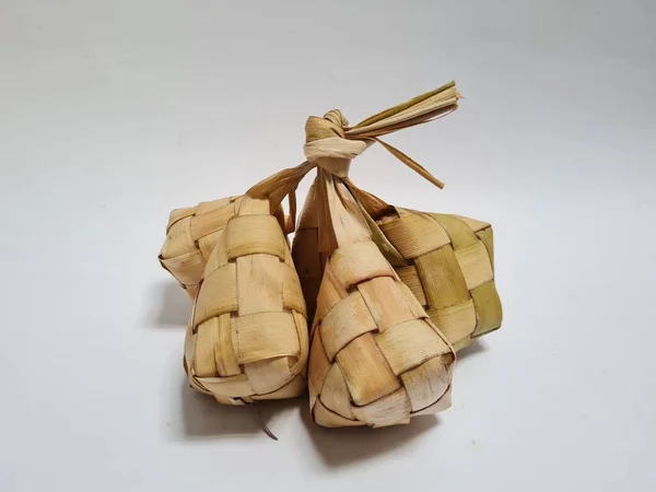 Food Indonesia Called Ketupat Which Made Rice Put Coconut Leaves — Stock fotografie