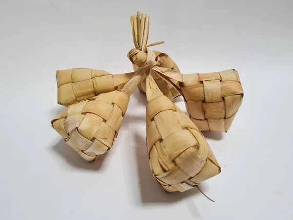 Food Indonesia Called Ketupat Which Made Rice Put Coconut Leaves —  Fotos de Stock