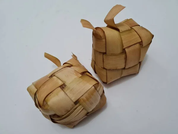 Food Indonesia Called Ketupat Which Made Rice Put Coconut Leaves — Stock fotografie