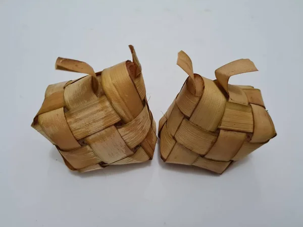 Food Indonesia Called Ketupat Which Made Rice Put Coconut Leaves — Stockfoto