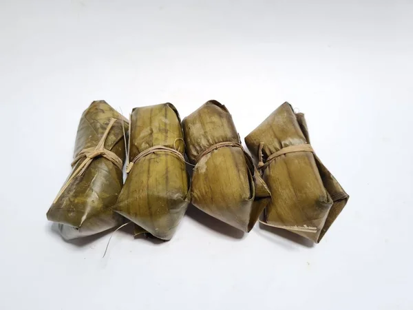 Їжа Індонезії Називається Килим Виготовлена Кокосового Клейкого Рису Загорнутого Листя — стокове фото