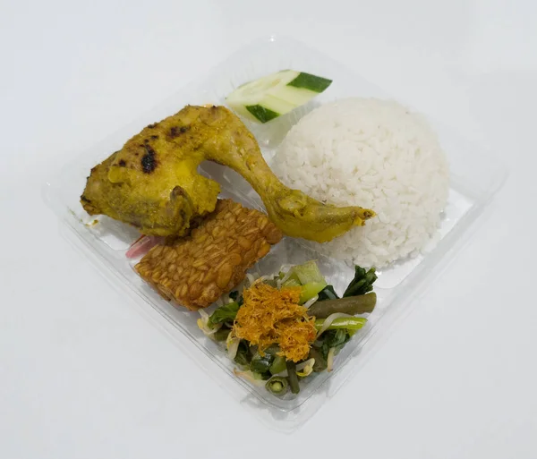 Food Indonesia Namely Nasi Urap Urap Which Contains White Rice — Stok Foto