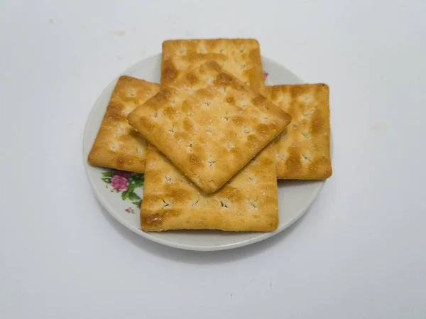Flat Dry Toast Made Savory Wheat Sprinkled Sugar Called Cracker — Stock Photo, Image