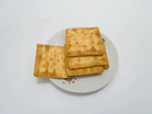 Плоский Сухой Тост Соленой Пшеницы Посыпанной Сахаром Называется Печеньем Крекера — стоковое фото