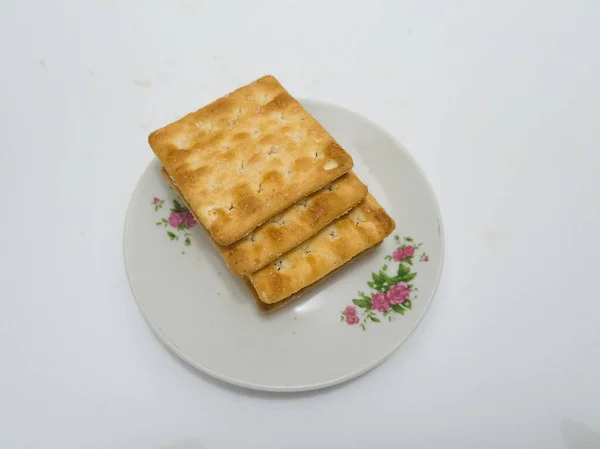 Flat Dry Toast Made Savory Wheat Sprinkled Sugar Called Cracker — Stock Photo, Image