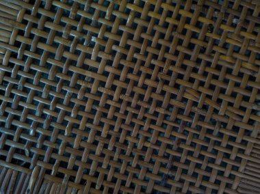 Kahverengi rattan yapılmış soyut arkaplan desenli sandalye koltuğu