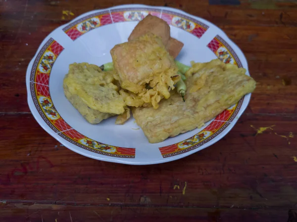 Indonéziából Sült Tofu Brontak Tofu Tempeh Jes Zöld Chilivel Egy — Stock Fotó