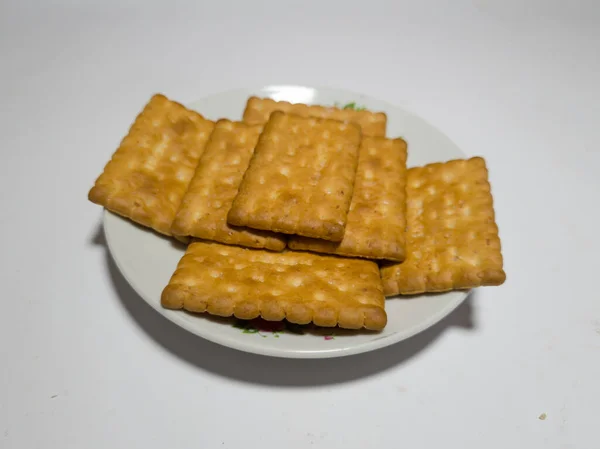 Droge Brood Gemaakt Van Tarwe Andere Ingrediënten Heet Cracker Biscuit — Stockfoto