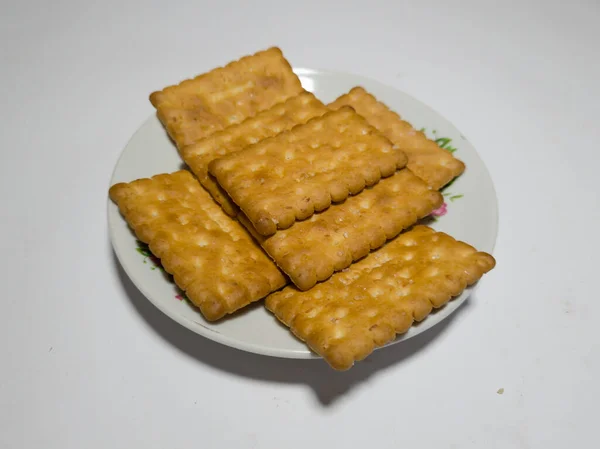 Droge Brood Gemaakt Van Tarwe Andere Ingrediënten Heet Cracker Biscuit — Stockfoto