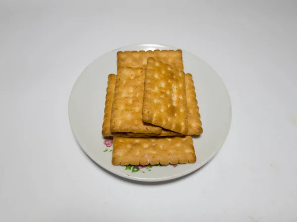 Droge Brood Gemaakt Van Tarwe Andere Ingrediënten Heet Cracker Biscuit — Stockfoto