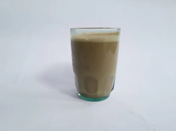 Café Com Uma Mistura Leite Caramelo Polvilhado Com Chocolate — Fotografia de Stock