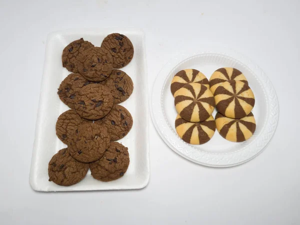 Печенье Шоколадной Крошкой Белом Фоне — стоковое фото