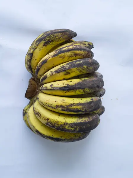 Стиглі Банани Чорно Зелені Білому Тлі — стокове фото