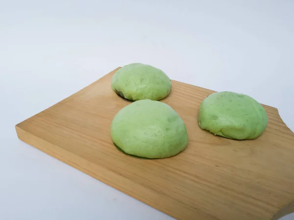 Cakes Made Flour Other Ingredients Named Bakpao Green Color — Zdjęcie stockowe