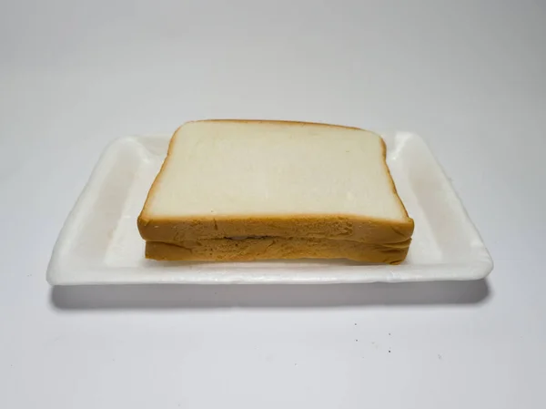 White Bread Stuffed Chocolate White Background — ストック写真