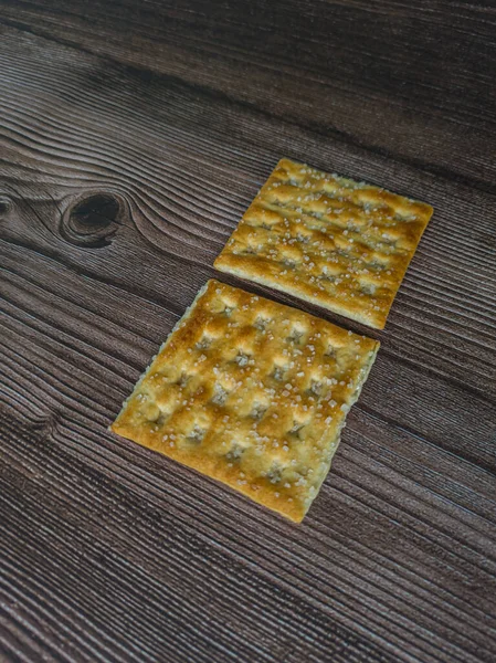 Biskuit Cracker Gurih Ditaburi Gula — Stok Foto