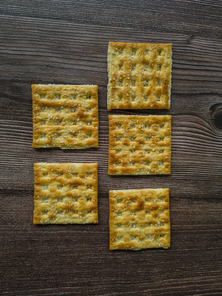 Savory Cracker Biscuits Sprinkled Sugar — Stok fotoğraf