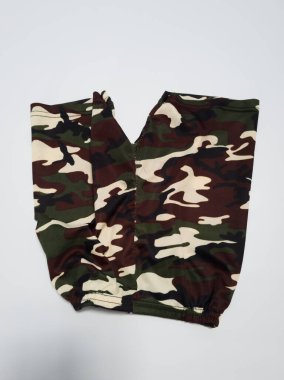 Children's army cloth shorts on a white background