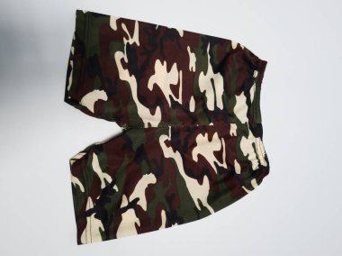 Children's army cloth shorts on a white background