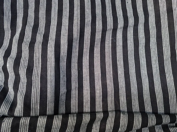 Abstract Black White Striped Fabric Textured Background — Fotografia de Stock