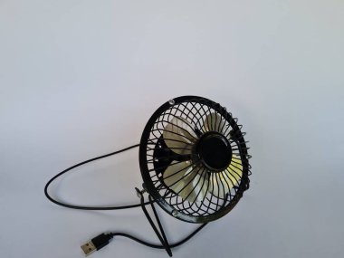 Portable fan in black on white background