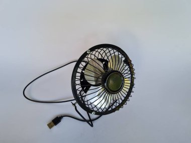 Portable fan in black on white background