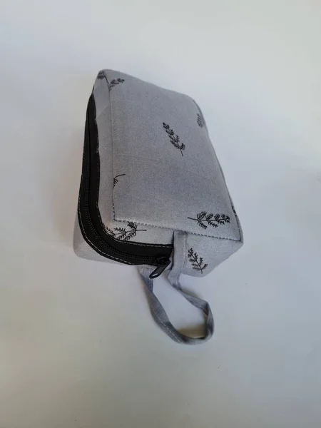 Small Gray Patterned Bag Mukena Holder White Background — Foto de Stock