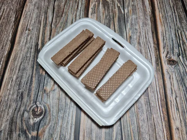 Хрустящие Закуски Муки Других Ингредиентов Шоколадные Вафли — стоковое фото
