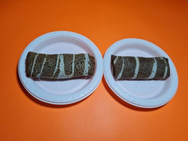 A typical Indonesian snack made from flour and other ingredients called omelet rolls sweet