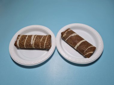 A typical Indonesian snack made from flour and other ingredients called omelet rolls sweet
