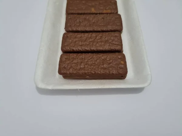 Закуски Муки Других Ингредиентов Именно Печенья Вкусом Шоколада — стоковое фото