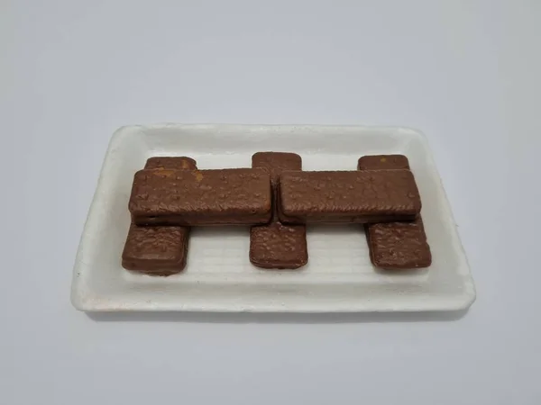 Snacks Made Flour Other Ingredients Namely Chocolate Flavored Biscuits — Stock Photo, Image