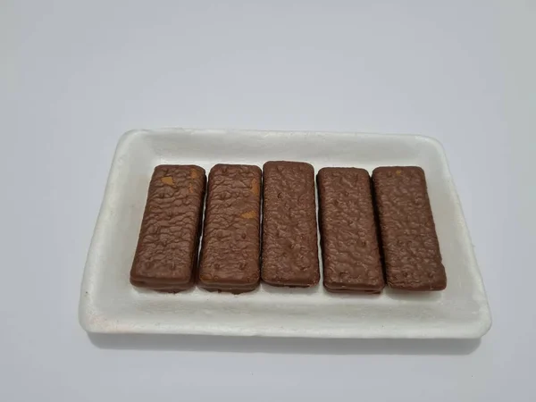 Snacks Made Flour Other Ingredients Namely Chocolate Flavored Biscuits — Zdjęcie stockowe