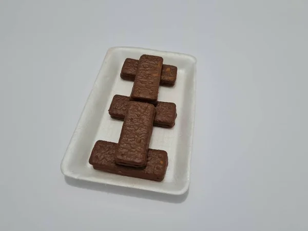 Snacks Made Flour Other Ingredients Namely Chocolate Flavored Biscuits — Stock Photo, Image