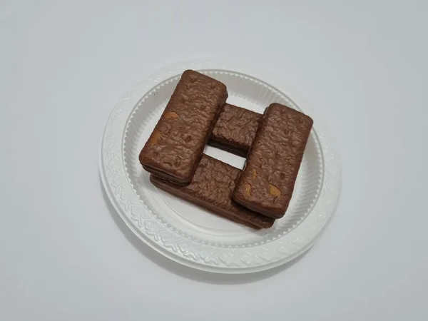 Snacks Made Flour Other Ingredients Namely Chocolate Flavored Biscuits — Zdjęcie stockowe