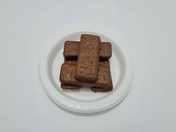 Snacks Made Flour Other Ingredients Namely Chocolate Flavored Biscuits — Stock Photo, Image