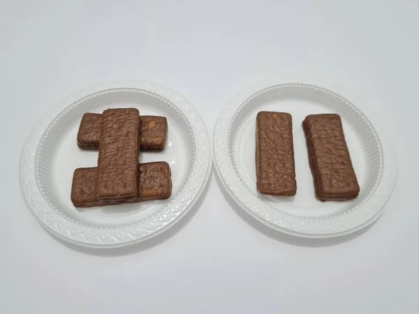 Snacks Made Flour Other Ingredients Namely Chocolate Flavored Biscuits — Stock Photo, Image