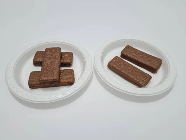 Snacks Made Flour Other Ingredients Namely Chocolate Flavored Biscuits — Zdjęcie stockowe