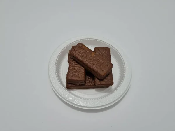 Snacks Made Flour Other Ingredients Namely Chocolate Flavored Biscuits — Stock Photo, Image