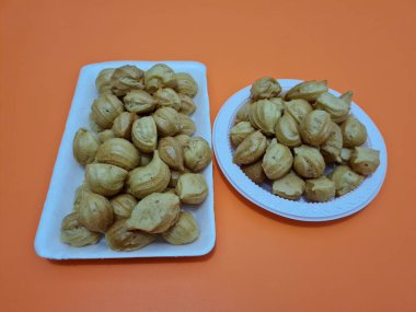 Typical Indonesian snack round crackers made from flour and other ingredients