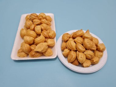 Typical Indonesian snack round crackers made from flour and other ingredients
